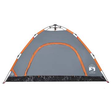 Camping Tent 4-Person Grey and Orange Quick Release