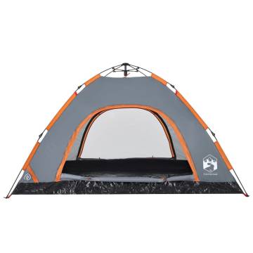 Camping Tent 4-Person Grey and Orange Quick Release