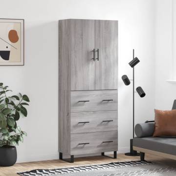 Highboard Grey Sonoma 69.5x34x180 cm Engineered Wood