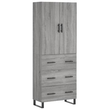 Highboard Grey Sonoma 69.5x34x180 cm Engineered Wood