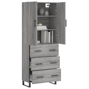 Highboard Grey Sonoma 69.5x34x180 cm Engineered Wood