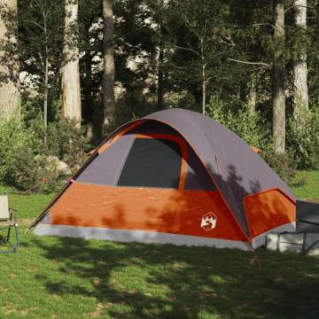 Family Tent Dome 6-Person Grey and Orange Waterproof