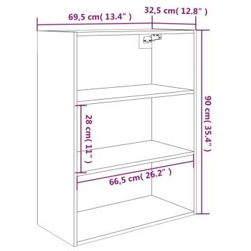 Hanging Wall Cabinet Sonoma Oak 69.5x32.5x90 cm