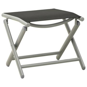 Folding Footrest Black and Silver Textilene and Aluminium