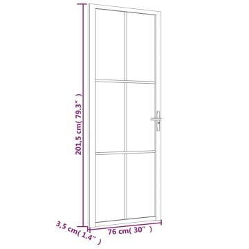 Interior Door 76x201.5 cm White Matt Glass and Aluminium