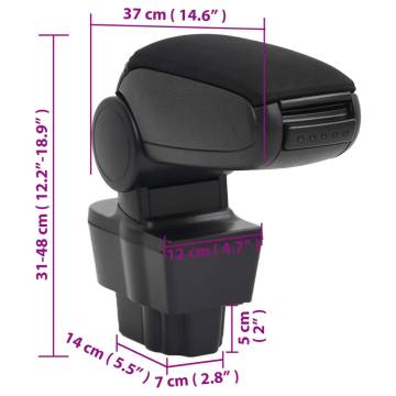 Car Armrest Black 12x37x(31-48) cm ABS