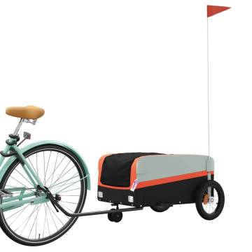 Bike Trailer Black and Orange 30 kg Iron