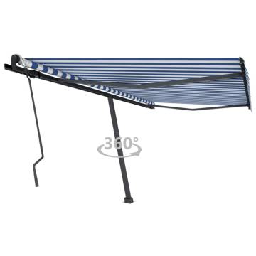 Freestanding Manual Retractable Awning 450x300 cm Blue/White