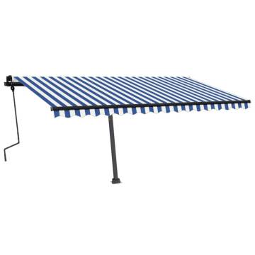 Freestanding Manual Retractable Awning 450x300 cm Blue/White