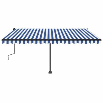 Freestanding Manual Retractable Awning 450x300 cm Blue/White