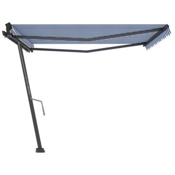 Freestanding Manual Retractable Awning 450x300 cm Blue/White