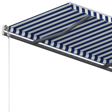 Freestanding Manual Retractable Awning 450x300 cm Blue/White