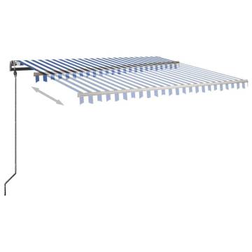 Freestanding Manual Retractable Awning 450x300 cm Blue/White