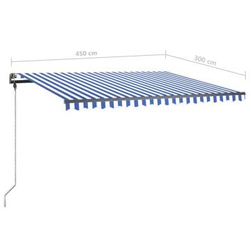 Freestanding Manual Retractable Awning 450x300 cm Blue/White