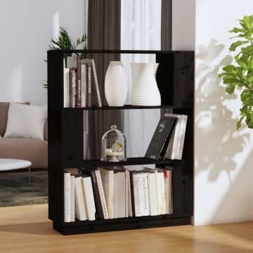 Book Cabinet/Room Divider Black 80x25x101 cm Solid Wood Pine