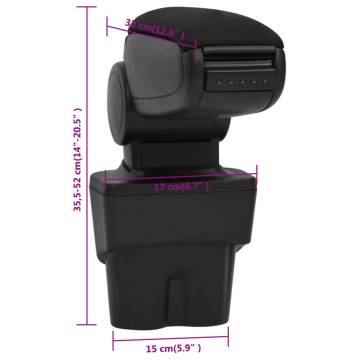 Car Armrest Black 17x32x(35.5-52) cm ABS