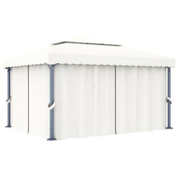 Gazebo with Curtain 4x3 m Cream White Aluminium