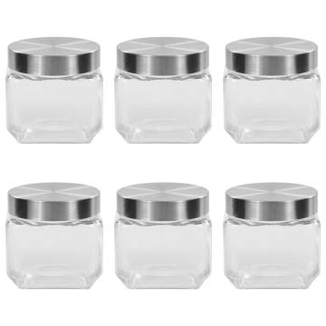 Storage Jars with Silver Lid 6 pcs 800 ml