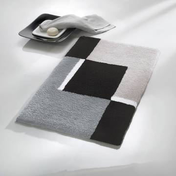 Kleine Wolke Bath Rug Dakota Platinum 55x65 cm Grey and Black