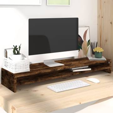 Monitor Stand Smoked Oak 100x24x13 cm Engineered Wood