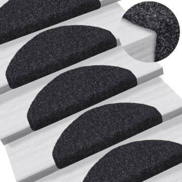 Self-adhesive Stair Mats 5 pcs Black 65x21x4 cm Needle Punch