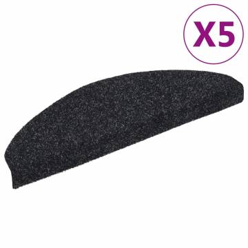 Self-adhesive Stair Mats 5 pcs Black 65x21x4 cm Needle Punch