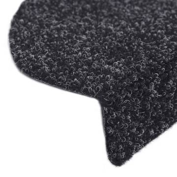 Self-adhesive Stair Mats 5 pcs Black 65x21x4 cm Needle Punch