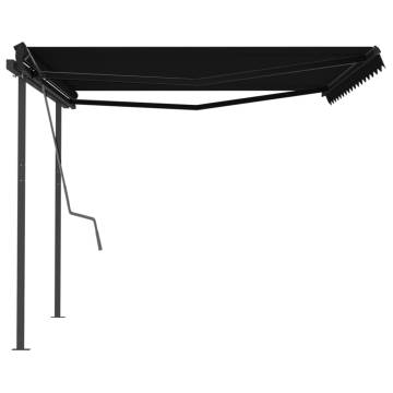 Manual Retractable Awning with Posts 4x3.5 m Anthracite