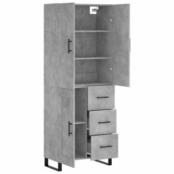 Highboard Concrete Grey 69.5x34x180 cm Engineered Wood