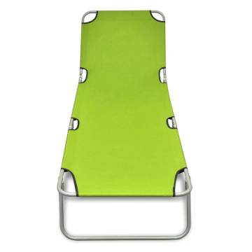 Folding Sun Lounger Powder-coated Steel Apple Green