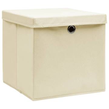 Storage Boxes with Covers 4 pcs 28x28x28 cm Cream