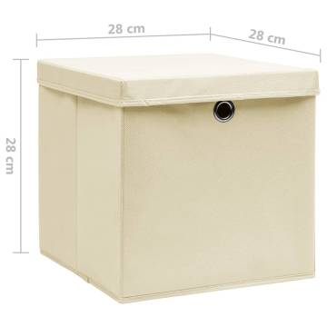 Storage Boxes with Covers 4 pcs 28x28x28 cm Cream