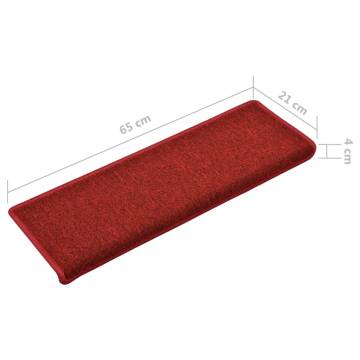 Carpet Stair Treads 15 pcs 65x21x4 cm Red