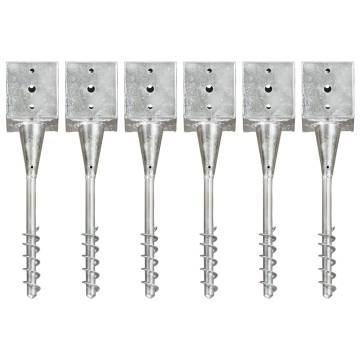 Ground Spikes 6 pcs Silver 12x12x56 cm Galvanised Steel