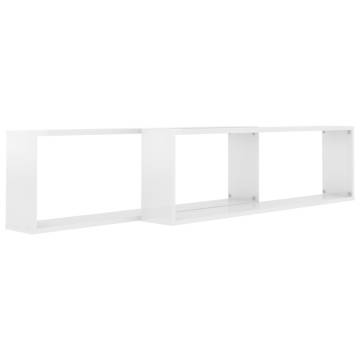 Wall Cube Shelf 2 pcs High Gloss White 100x15x30 cm Engineered Wood