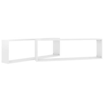 Wall Cube Shelf 2 pcs High Gloss White 100x15x30 cm Engineered Wood