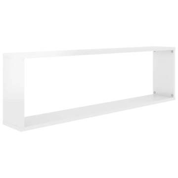 Wall Cube Shelf 2 pcs High Gloss White 100x15x30 cm Engineered Wood