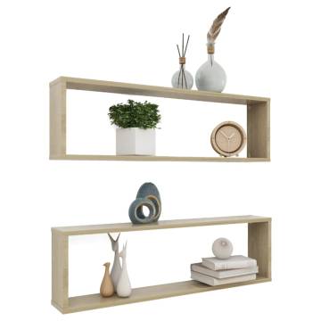 Wall Cube Shelf 2 pcs Sonoma Oak 100x15x30 cm Engineered Wood