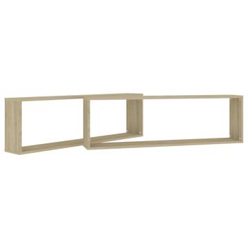 Wall Cube Shelf 2 pcs Sonoma Oak 100x15x30 cm Engineered Wood