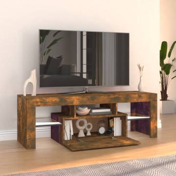 TV Cabinet with LED Lights Smoked Oak 120x35x40 cm