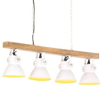 Industrial Ceiling Lamp White E27 Mango Wood