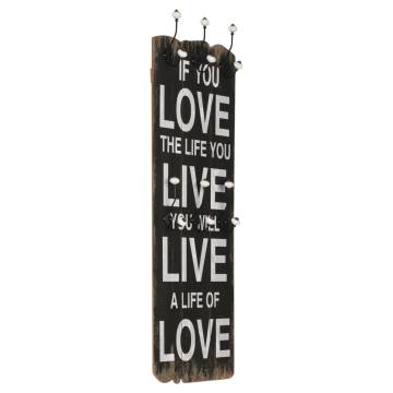 Wall-mounted Coat Rack with 6 Hooks 120x40 cm LOVE LIVE