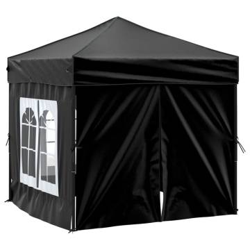 Folding Party Tent with Sidewalls Black 2x2 m