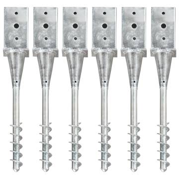 Ground Spikes 6 pcs Silver 8x8x57 cm Galvanised Steel