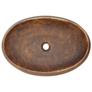 Countertop Basin Brown Oval 59x40x15 cm Ceramic