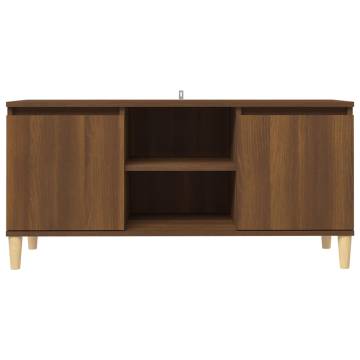 TV Cabinet with Solid Wood Legs Brown Oak 103.5x35x50 cm