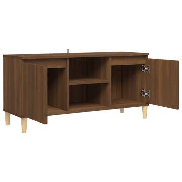 TV Cabinet with Solid Wood Legs Brown Oak 103.5x35x50 cm