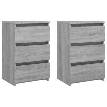 Bed Cabinets 2 pcs Grey Sonoma 40x35x62.5 cm Engineered Wood