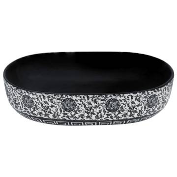 Countertop Basin Black and Blue Oval 59x40x14 cm Ceramic