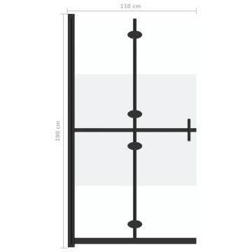 Foldable Walk-in Shower Wall Half Frosted ESG Glass 110x190 cm